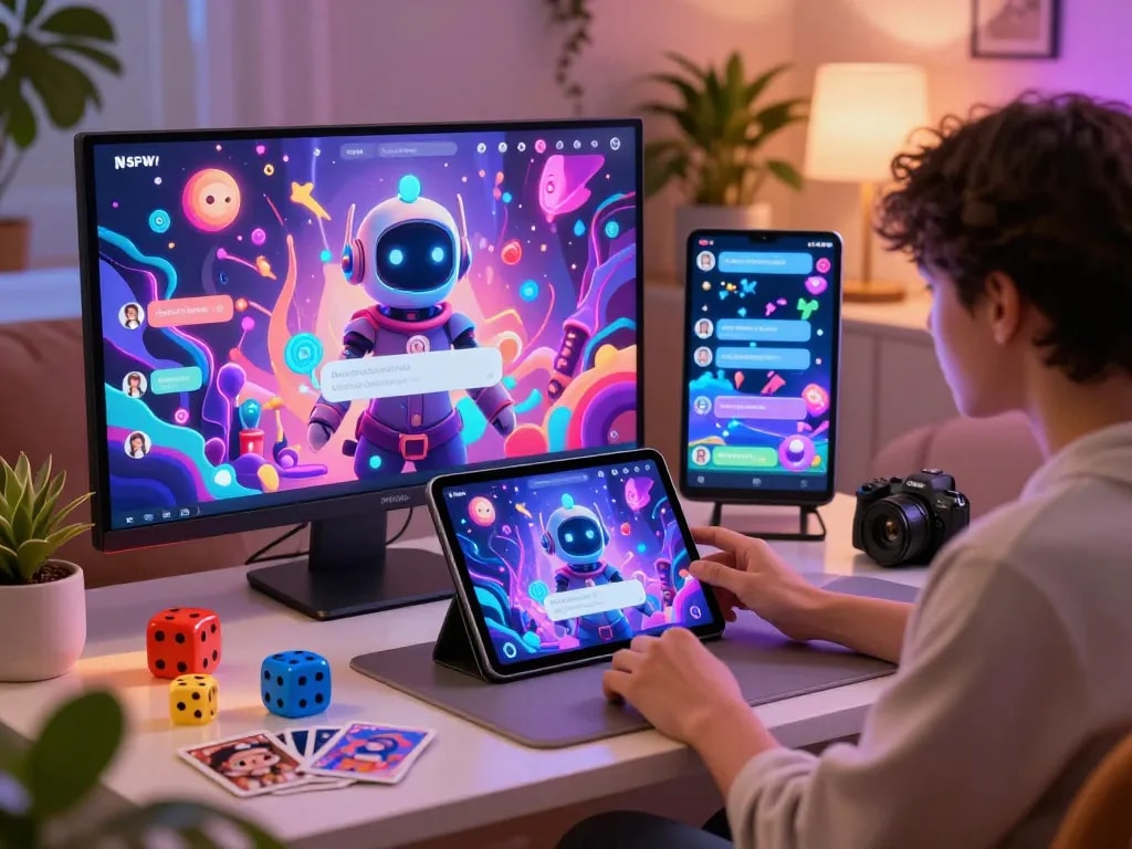 Engaging user experience in AI chat NSFW platform with animated interface.