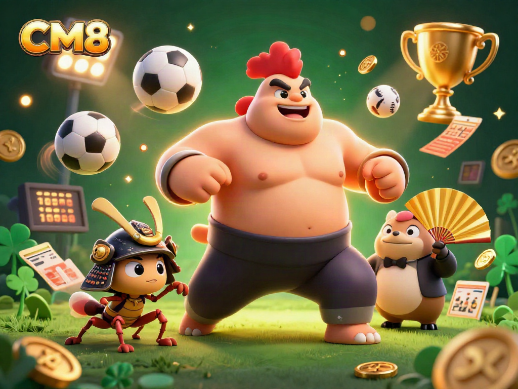 Engage with CM8's thrilling casino world, highlighted by colorful characters and dynamic game elements.