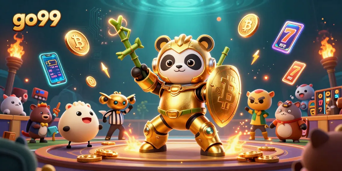 Experience the excitement of go99 with a dynamic gaming illustration featuring a panda in armor.
