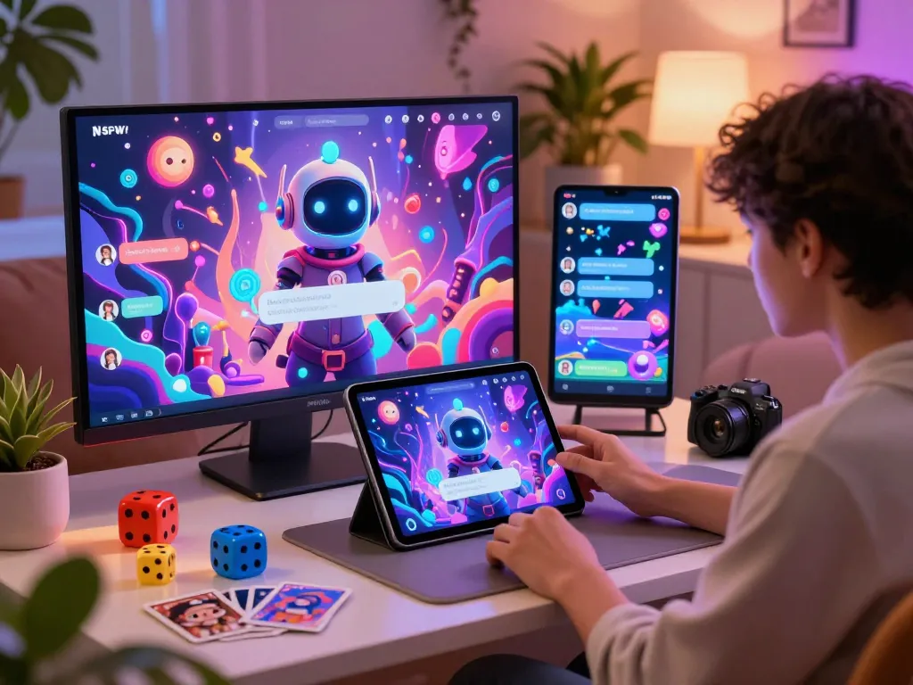 Engaging user experience in AI chat NSFW platform with animated interface.