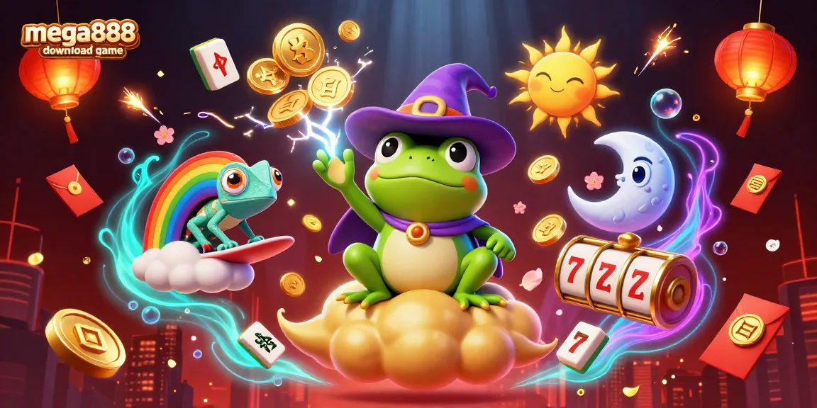 Experience excitement with the mega888 download game, featuring vibrant 3D characters and casino elements.