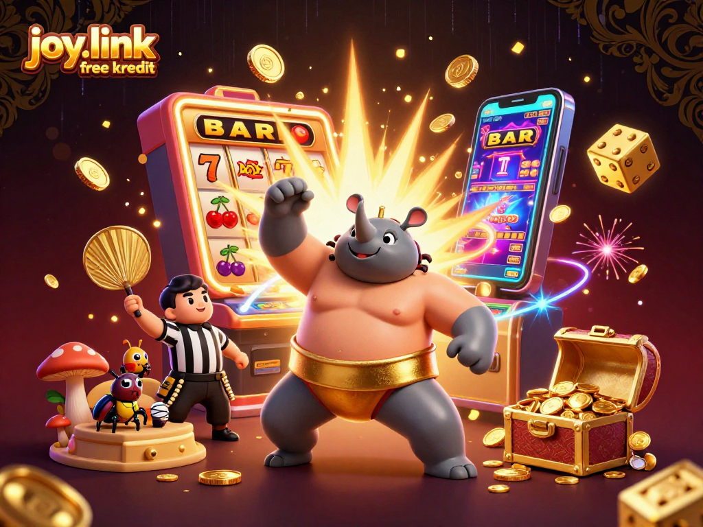 Experience the thrill of joy.link free kredit with dynamic casino elements in this colorful illustration.
