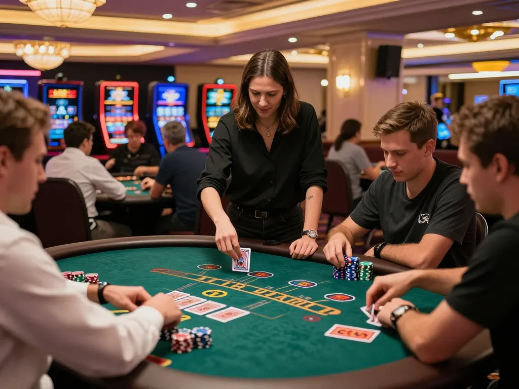 CM88 players enjoy blackjack action at vibrant casino tables with high-energy atmosphere