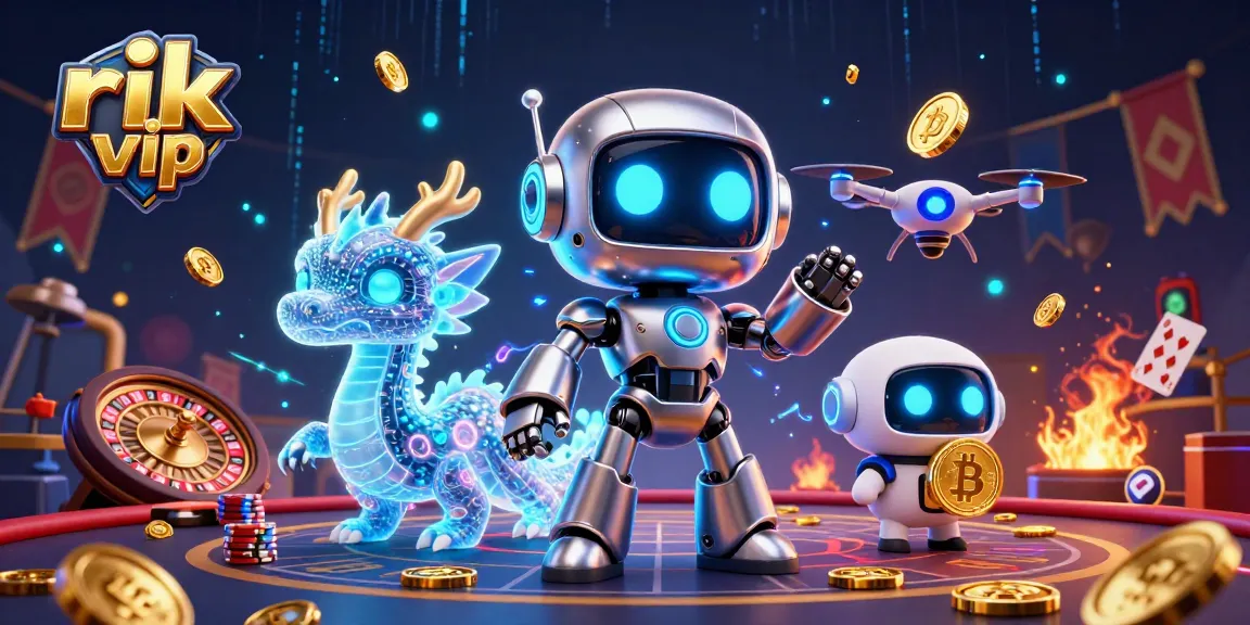 Join the excitement of rik vip with a dynamic 3D casino scene featuring vibrant characters and elements.