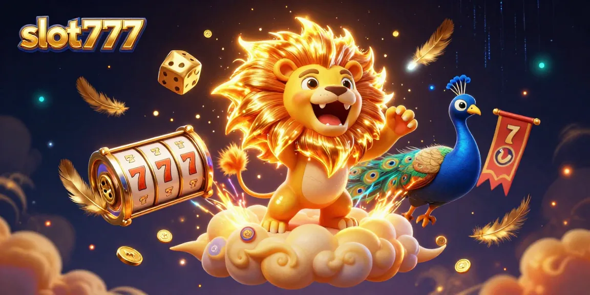 Spin the reels at slot777, featuring golden dice and vibrant casino elements for thrilling gameplay.
